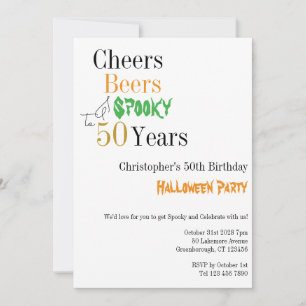 50e verjaardag Halloween Cheers Spooky Party Kaart