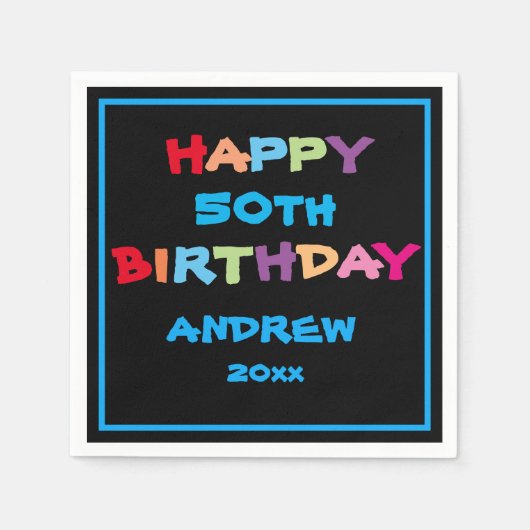 50e verjaardag Happy Birthday Custom Modern Cute Servet (Voorkant)