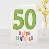 50e verjaardag Happy Birthday Kaart Design 2 (Gele Bloem)