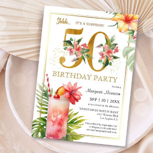 50e verjaardag Hawaiian Tropical Cocktail Party Kaart