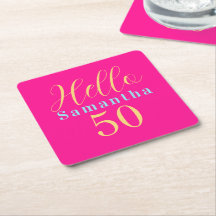 50e verjaardag Hello 50 Heet roze feest