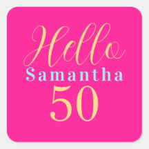 50e verjaardag Hello 50 Heet roze feest