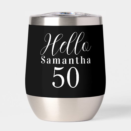50e verjaardag Hello 50 zwart-wit feest (Voorkant)