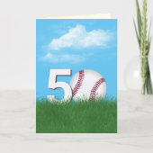 50e verjaardag honkbal in groen gras kaart (Voorkant)