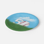 50e verjaardag honkbal in groen gras papieren bordje (Gekanteld)