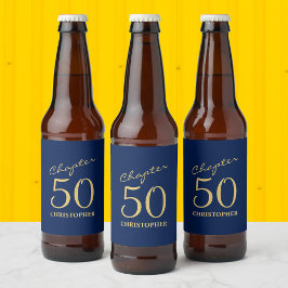 50e verjaardag Hoofdstuk 50 Blauw Goud Bier Etiket