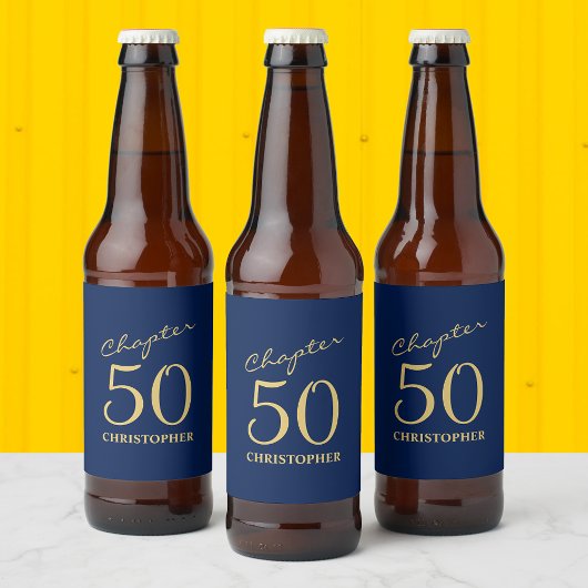 50e verjaardag Hoofdstuk 50 Blauw Goud Bier Etiket