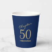 50e verjaardag Hoofdstuk 50 Blauw Goud Papieren Bekers (Voorkant)