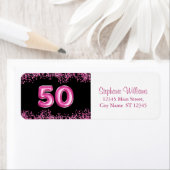 50e verjaardag Hot Pink Balloon Font | Faux Glitte Etiket (Insitu)