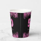 50e verjaardag Hot Pink Balloons Glitter Party Papieren Bekers (Rechts)