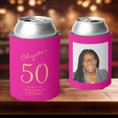 50e verjaardag Hot Pink Gold Photo Template Blikjeskoeler