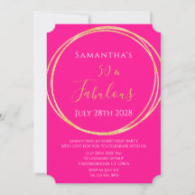 50e verjaardag Hot Pink Gouden Verjaardagsuitnodig