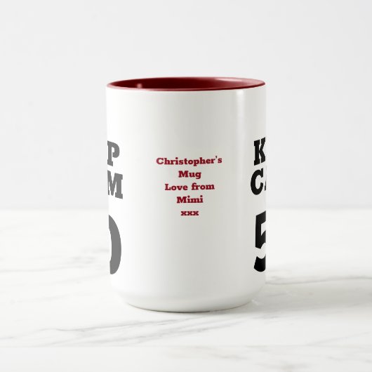 50e verjaardag Houd kalm toevoegen Bericht Funny Mok (Midden)