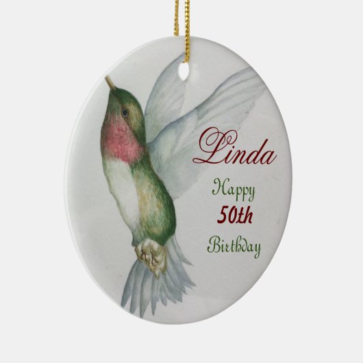 50e verjaardag Hummingbird Keepomwille Waterverf Keramisch Ornament (Rechts)