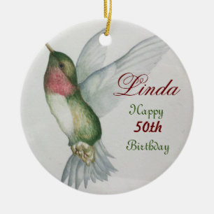 50e verjaardag Hummingbird Keepomwille Waterverf Keramisch Ornament