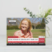 50e verjaardag Humor van vrouwen Breaking News TV Kaart (Staand voorkant)