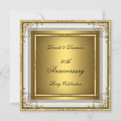 50e verjaardag Huwelijk Witte Goud Elegant Kaart (Voorkant)
