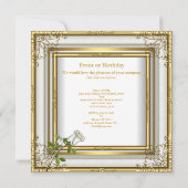 50e verjaardag huwelijksfeest witte roos goud eleg kaart (Achterkant)