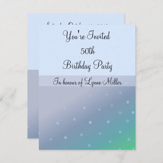 50e verjaardag in Blauw Kaart (Voorkant / Achterkant)