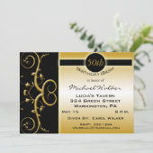 50e verjaardag in Elegant Black en Gold Kaart (Staand voorkant)
