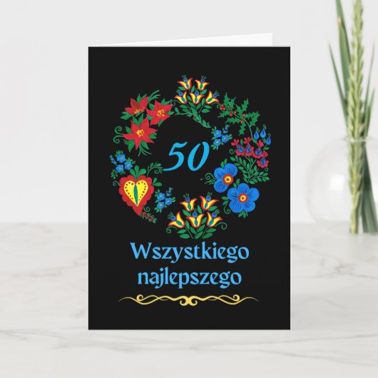 50e verjaardag in het Pools Wszystkiego najlepszeg Kaart (Voorkant)