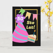 50e verjaardag in Pools Sto Lat Custom Year Kaart (Gele Bloem)