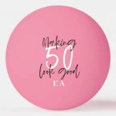 50e verjaardag initialen gepersonaliseerd cadeau v pingpongbal (Achterkant)