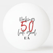 50e verjaardag initialen gepersonaliseerd cadeau v pingpongbal (Achterkant)