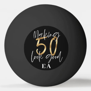 50e verjaardag initialen gepersonaliseerd cadeau v pingpongbal