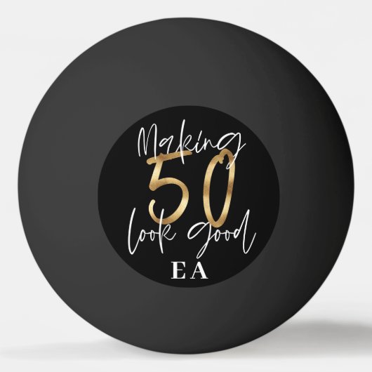 50e verjaardag initialen gepersonaliseerd cadeau v pingpongbal (Voorkant)