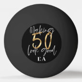 50e verjaardag initialen gepersonaliseerd cadeau v pingpongbal (Achterkant)