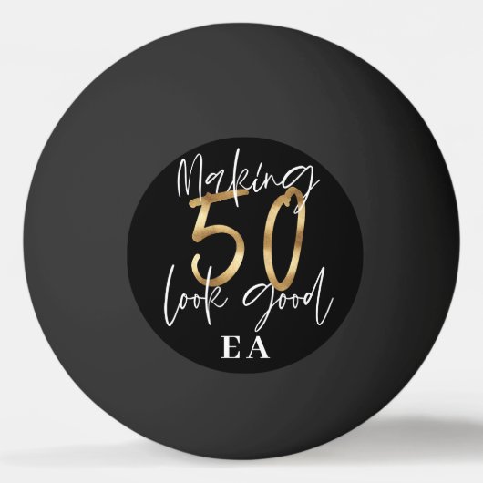 50e verjaardag initialen gepersonaliseerd cadeau v pingpongbal (Achterkant)
