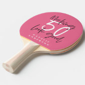 50e verjaardag initialen gepersonaliseerd cadeau v tafeltennisbatje (Voorkant Gekanteld)