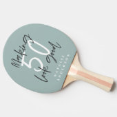 50e verjaardag initialen gepersonaliseerd cadeau v tafeltennisbatje (Zijkant)