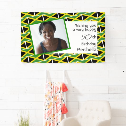 50e verjaardag JAMAICA VLAG aangepaste foto Spandoek (Insitu)