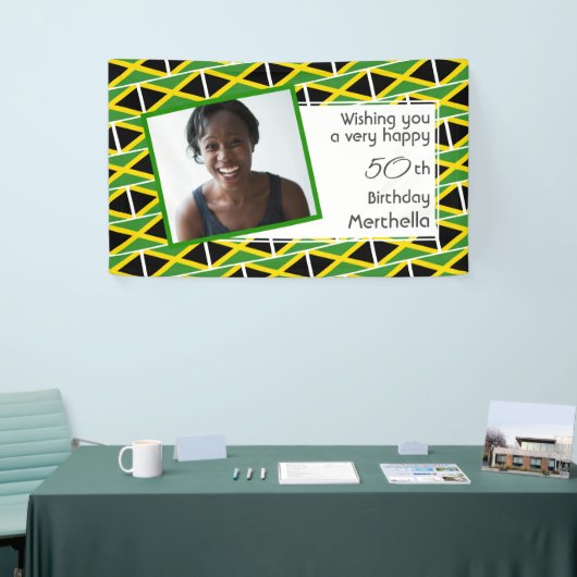 50e verjaardag JAMAICA VLAG aangepaste foto Spandoek (Beurs)