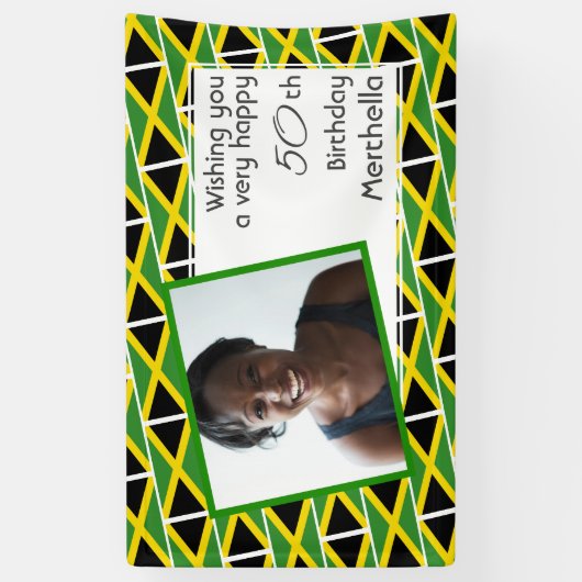 50e verjaardag JAMAICA VLAG aangepaste foto Spandoek (Verticaal)