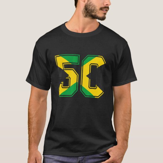 50e verjaardag Jamaicaan 50 jaar oud nummer 50 jam T-shirt (Voorkant)