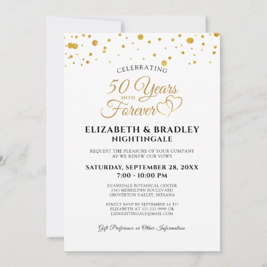 50e verjaardag JAREN IN EEN ONEINDIGHEID Huwelijks Kaart (Achterkant)