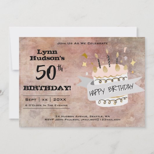 50e verjaardag, Jouw naam, uitnodiging (Voorkant)