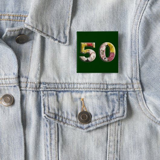 50e verjaardag Jubileum 50 jaar Mijlsteen Pin Vierkante Button 5,1 Cm (In situ)