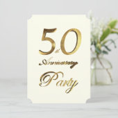 50e verjaardag Jubileum Gold Ivory Elegant Kaart (Staand voorkant)