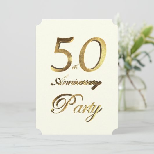 50e verjaardag Jubileum Gold Ivory Elegant Kaart (Staand voorkant)