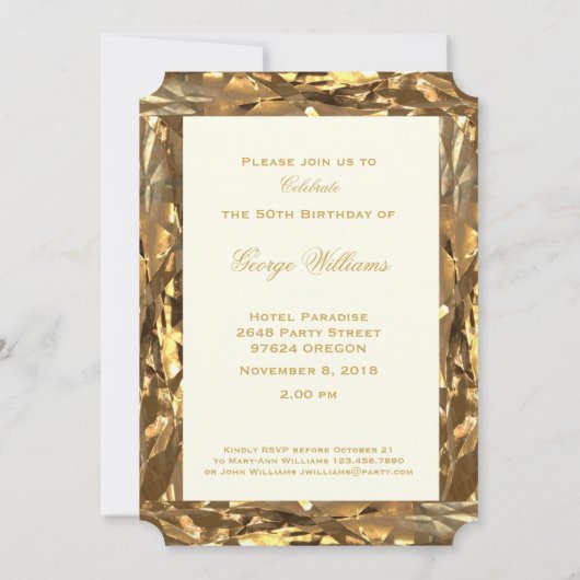 50e verjaardag Jubileum Gold Ivory Elegant Kaart (Achterkant)