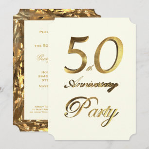 50e verjaardag Jubileum Gold Ivory Elegant Kaart