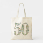 50e Verjaardag Jubileum Groen Bloemen Tas (Achterkant)