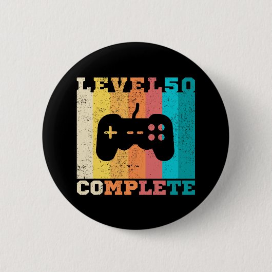 50e verjaardag/Jubileum Niveau 50 voltooid Ronde Button 5,7 Cm (Voorkant)