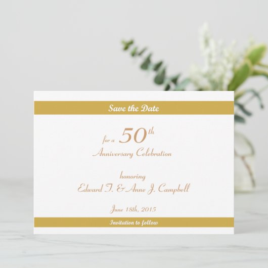50e verjaardag/Jubileum Sla de datums op Save The Date (Staand voorkant)