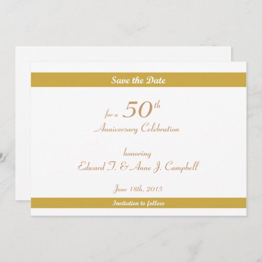 50e verjaardag/Jubileum Sla de datums op Save The Date (Voorkant / Achterkant)