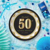 50e verjaardag / Jubileum - zwart & goud Papieren Bordje (Feest)